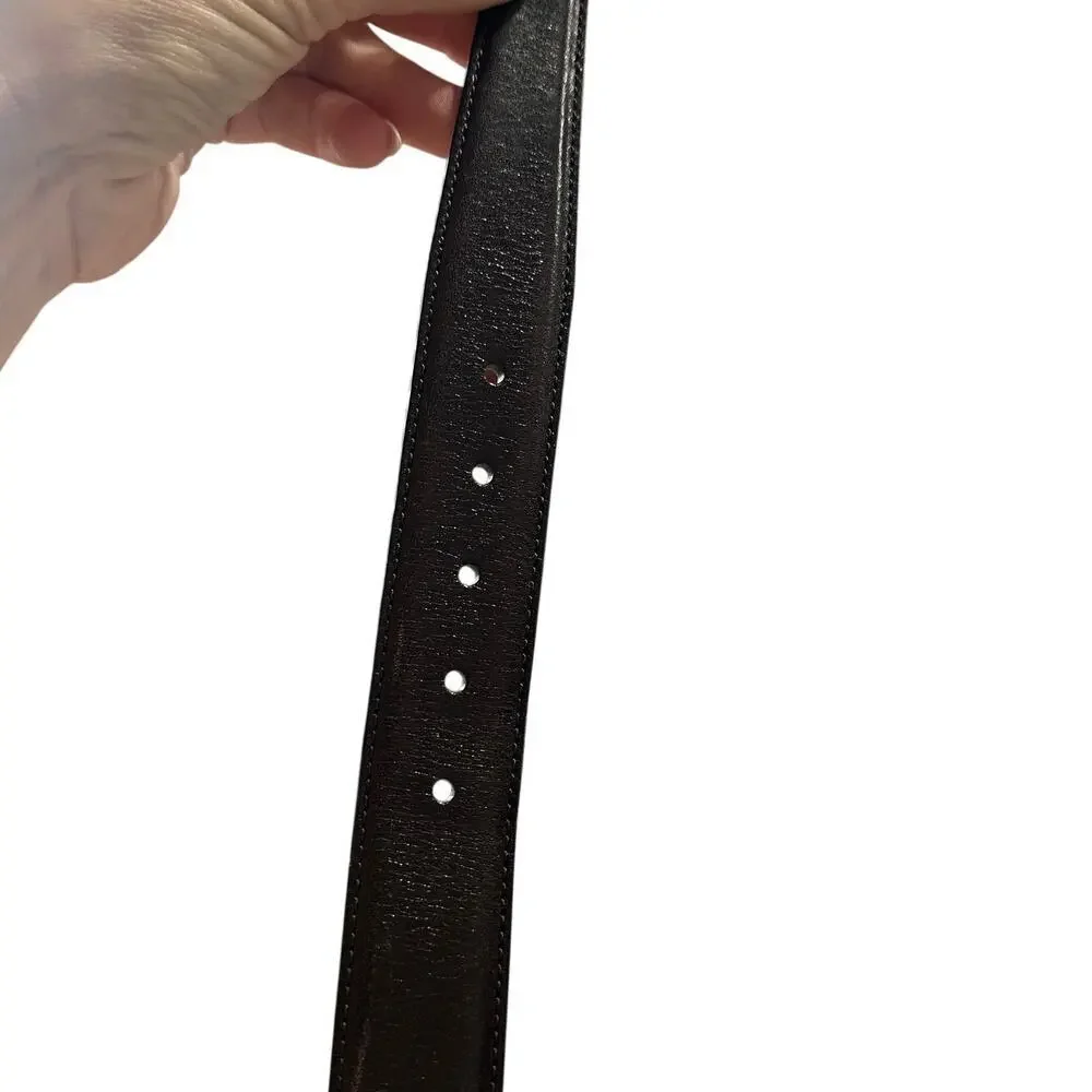 Trafalgar Men's Classic 30mm Black Cortina Leather Dress Belt, Size 44, Like New